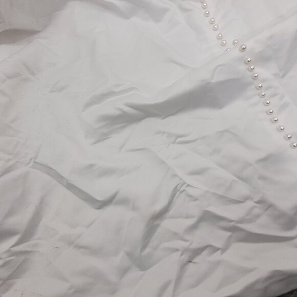 Alfred Angelo White Pearl Beaded Train Bridal A-Line #1973 Wedding Dress Gown 16 - Picture 6 of 16